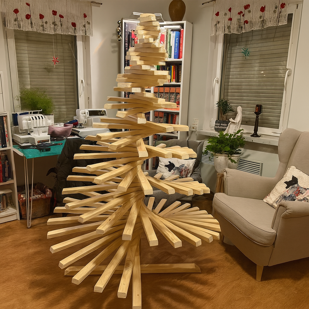 Spiral-Weihnachtsbaum aus Holz – Nachhaltige Deko in 120–200 cm Höhe